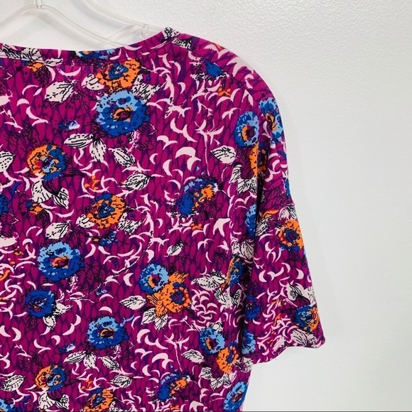 LuLaRoe Purple Floral Print Tunic Top Extra Small - Picture 5 of 9